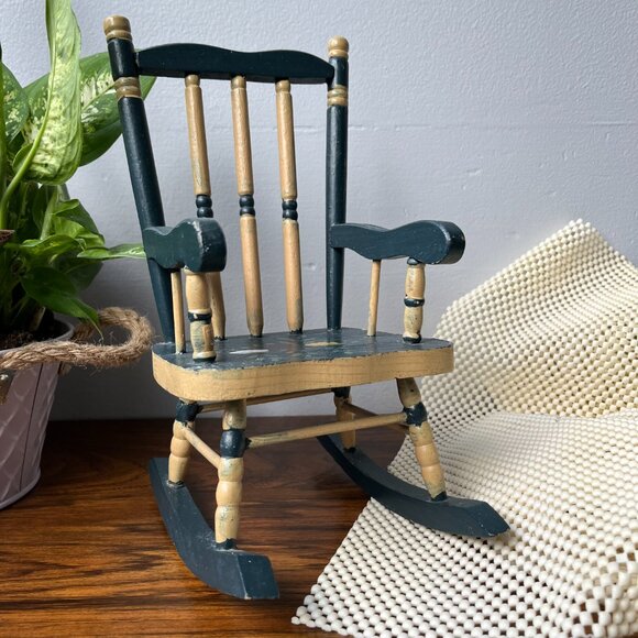 Wooden Toy Doll Rocking Chair Doll Furniture Hand Painted 10-3/4" Tall - Picture 2 of 15